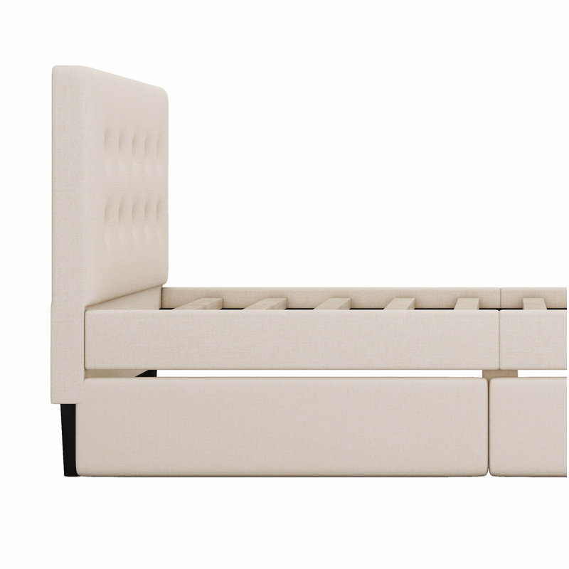 Upholstered Bed, Beige