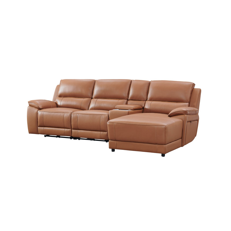 Carrabelle Leather Power Recliner Console,USB Port, Right Hand Facing, Adobe Genuine Leather