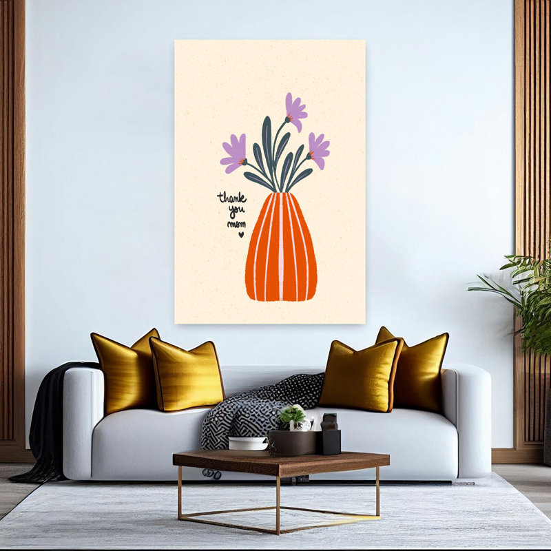 Thank You Mom Modern Flower, art mural, H 60 po x l 40 po