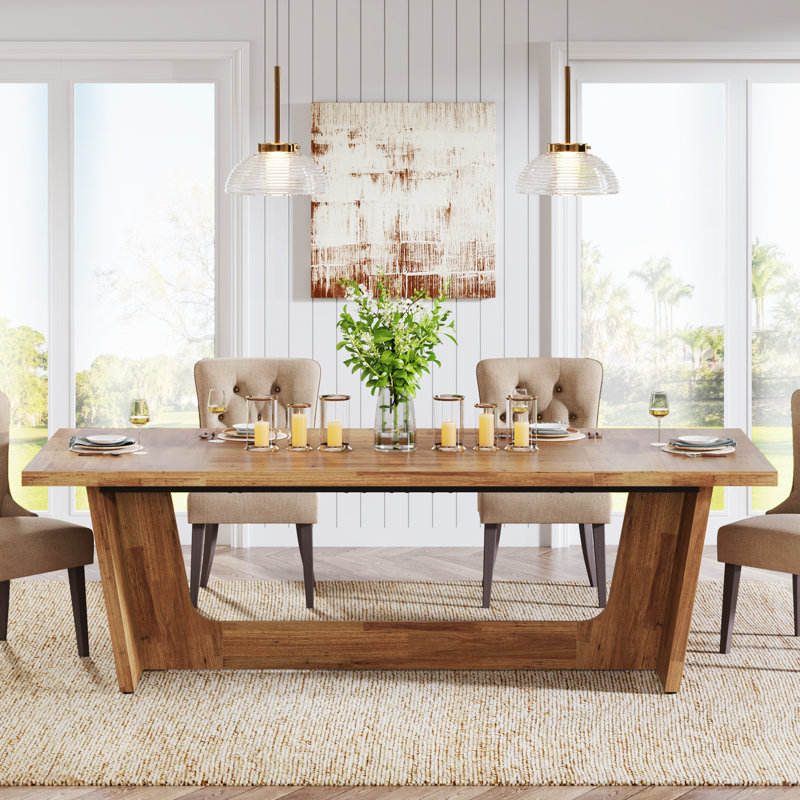 70.9" Dining Table for 6-8 People, Light Brown