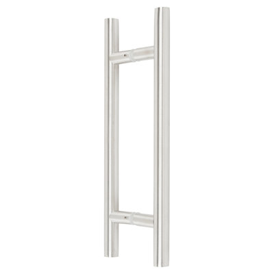 Rockwell Back To Back Ladder Pull In Polished Chrome For Heavy Glass Frameless Shower Doors, 8" Ctc, Total Length 12"