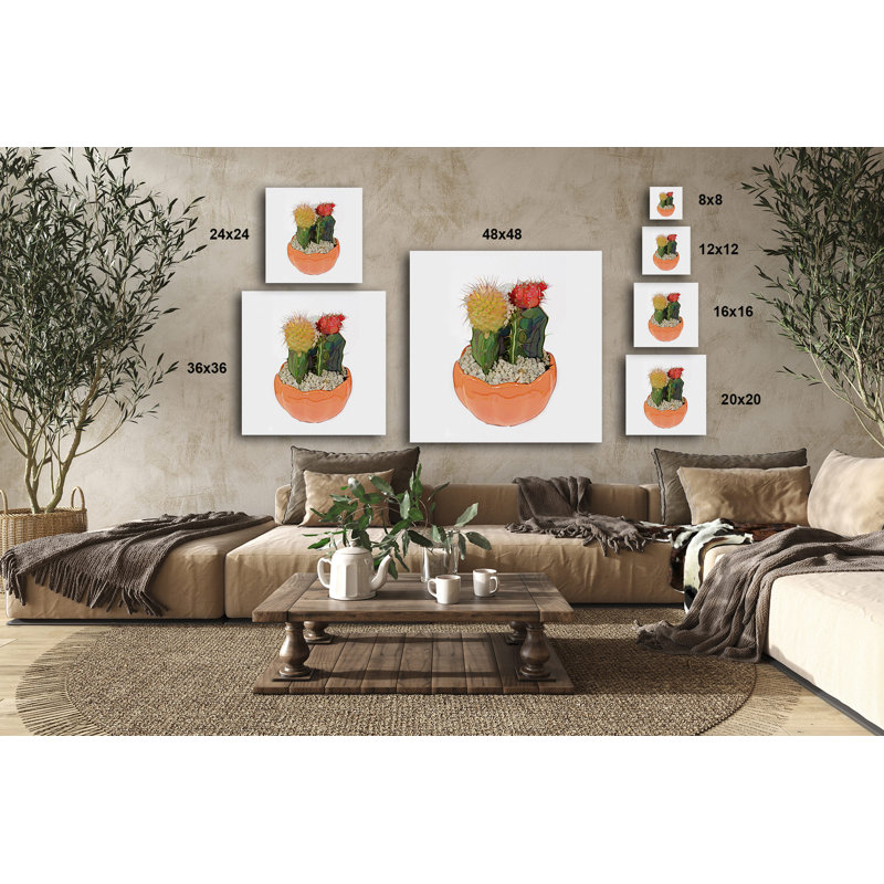 " Potted Cactus 177 ", 36" H x 36" W x 1.5" D