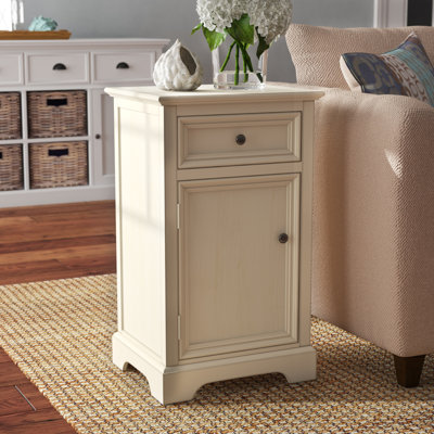 Evangelyne Solid Wood Top 1 End Table with Storage