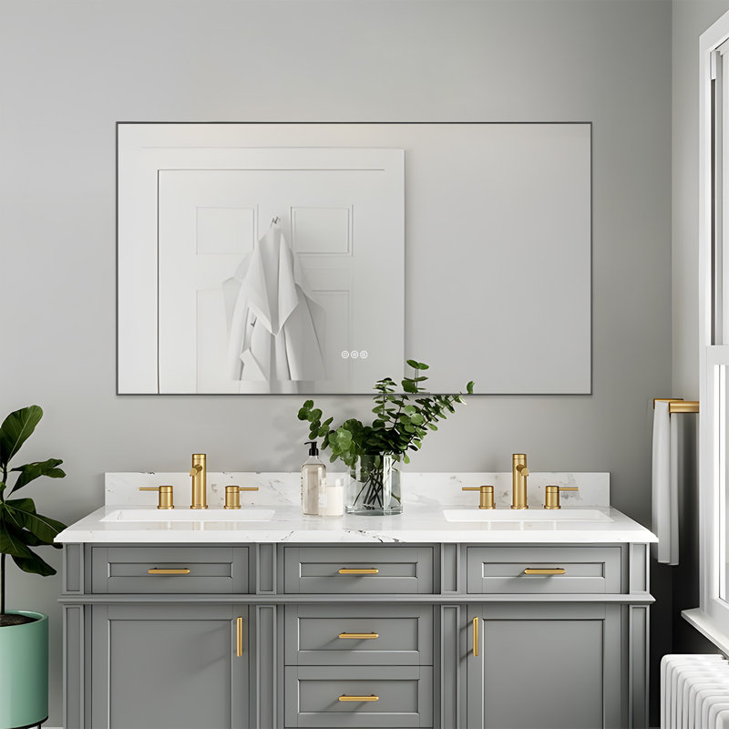 Miroir de meuble-lavabo rétro-éclairé à DEL, Bronze industriel, 36 po x 60 po