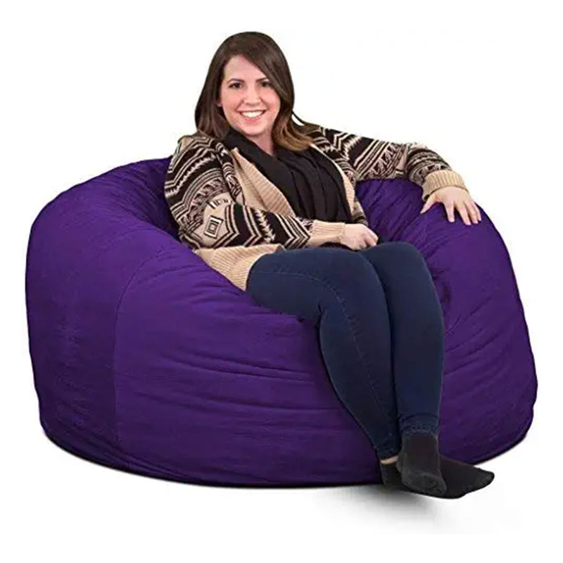 Bean Bag Chair, Oversized Indoor Comfy Lounger, Suede, Charcoal Suede, 28" H x 48" W x 48" D