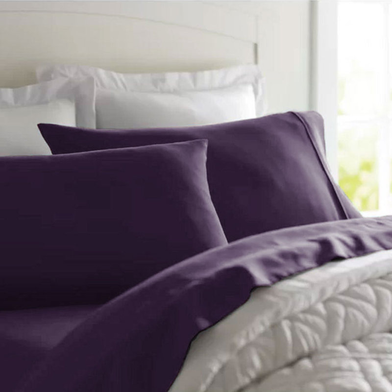 Soft Microfiber Sheet Set - Basics by Wayfair™, Twin Sheet Set with 2 Pillowcases, Eggplant
