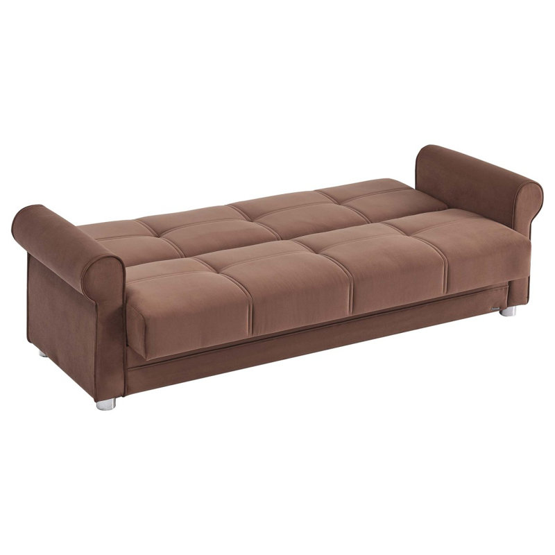 Canapé-lit rembourré avec rangement Ithara Collection, Microfibre / microsuède orange foncé