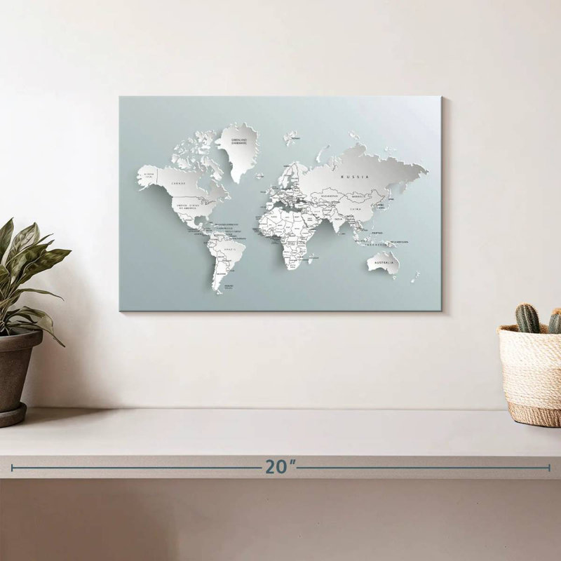 Carte du monde moderne Aliaz, H 8 po x l 12 po