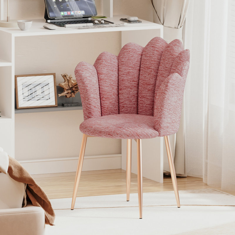 Upholstered Swivel Side Chair, Pink Chenille