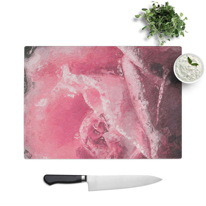 Tempered Glass Petals of a Rose Chopping Board, 39 cm W x 28.5 cm L