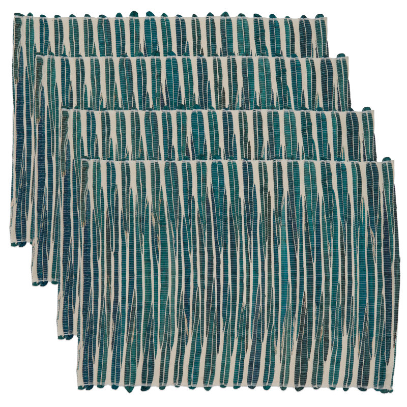 Audra Striped Rectangle Placemat, Turquoise