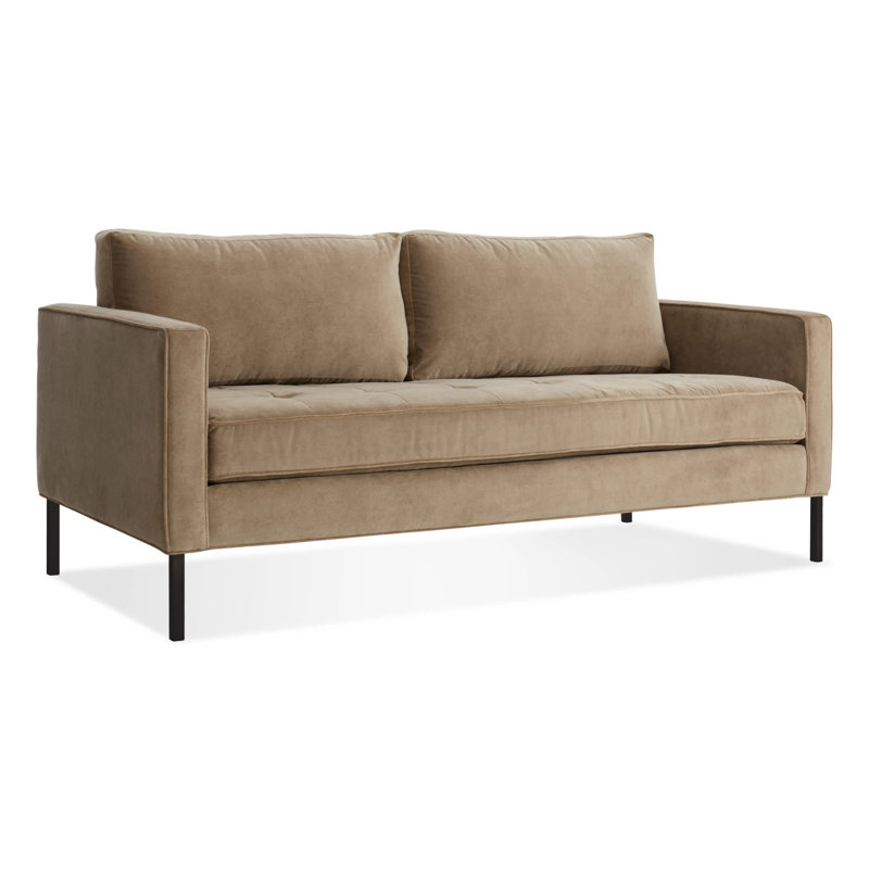 Paramount Loveseat, Otter Velvet Velvet, Stainless Steel