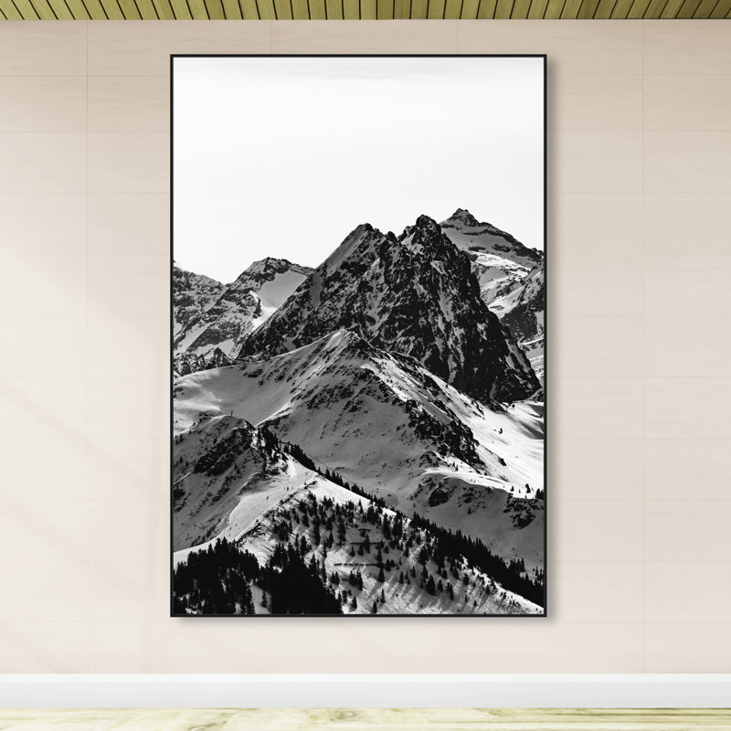 " Up The Mountain Snowy Mountains ", 15" H x 10" W, Black Framed