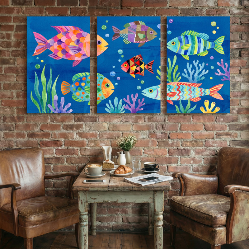 Animaux, ensemble de 3 reproductions d'art sur toile, H 24 po x l 48 po