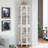 Corner Curio Cabinet With 4 Adjustable Tempered Glass Shelves And Lighting System, Solid Wood Legs,Acrylic Mirrored Back Panel(E26 Light Bulb Not Included)-1391417461