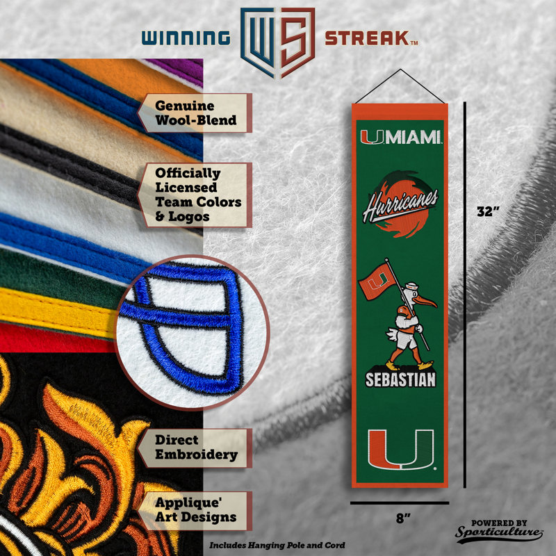 Décoration murale NCAA Miama Hurricanes Icon, 8 x 32 po
