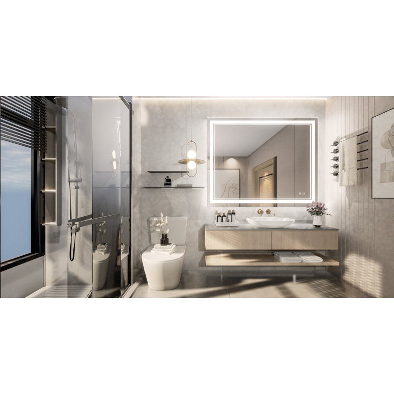 Adorna Frameless LED 3 Color Dimmable Lighting Bathroom Vanity Mirror, Memory Function, Anti-fog, 32" x 40"
