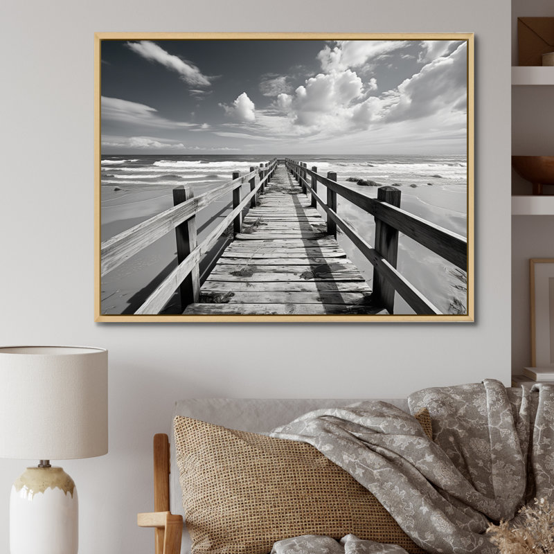 Monochome, promenade en Floride - impression de photos, H 30 po x l 40 po x P 1,5 po, Cadre naturel flottant
