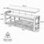 Banc de rangement pour chaussures en bois massif de 55 po, banc d'entrée rembourré avec coussin amovible-154927126-154927127