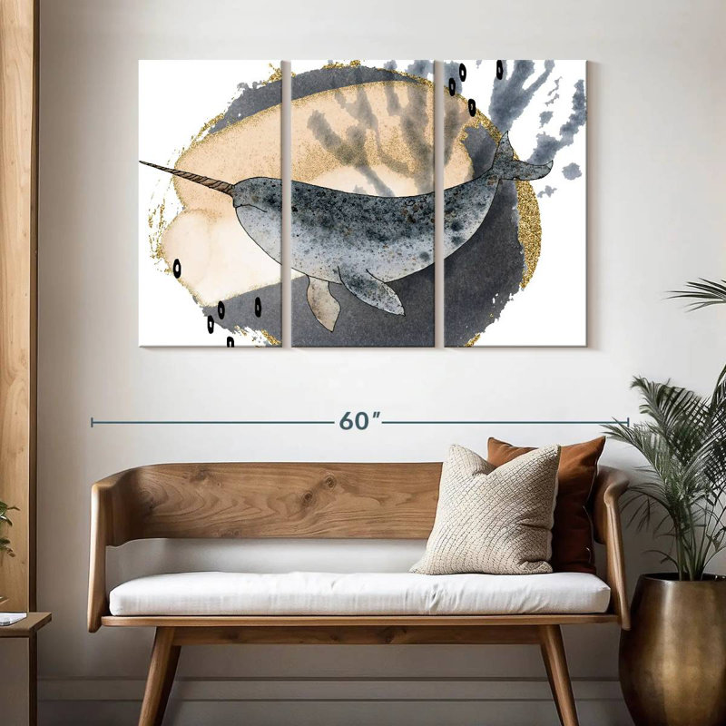 Brampt Boho Style Narwhal, 32" H x 50" W