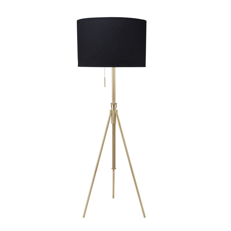 58'' Antique Brass Tripod Floor Lamp