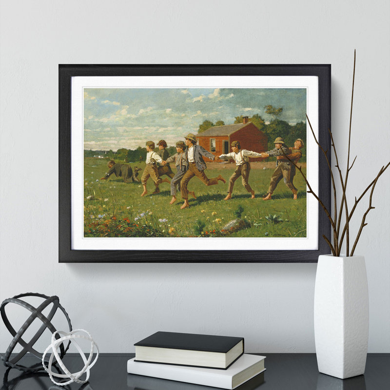 Snap the Whip by Winslow Homer - Picture Frame Painting, 36cm H x 48cm W x 2cm D, Black Framed