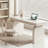 White + Beige Rectangular Manufactured Wood with 4 drawers desk-1295765134