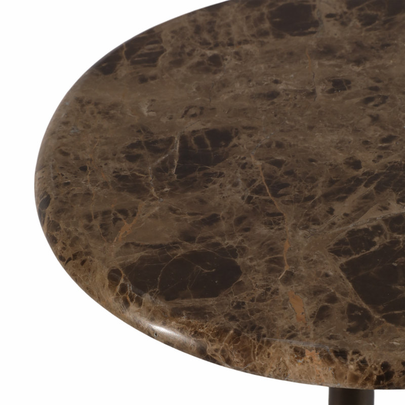 Table d'appoint en marbre pour chambre Ernstfried, Brun / brun