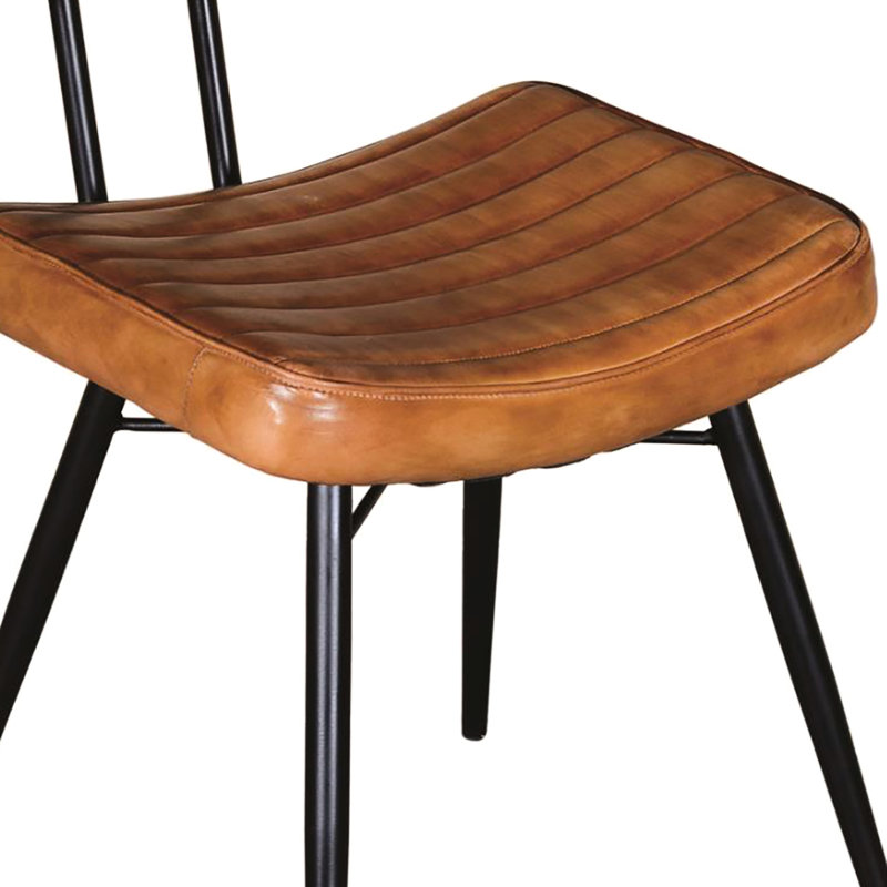 Chaises d'appoint en chameau 2 pièces avec base en métal noir - salle à manger de 2 chaises