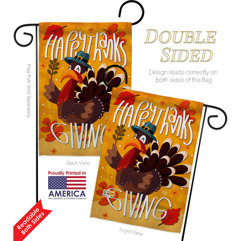 Ensemble de drapeaux en polyester 19 x 13 po Happy Thanksgiving