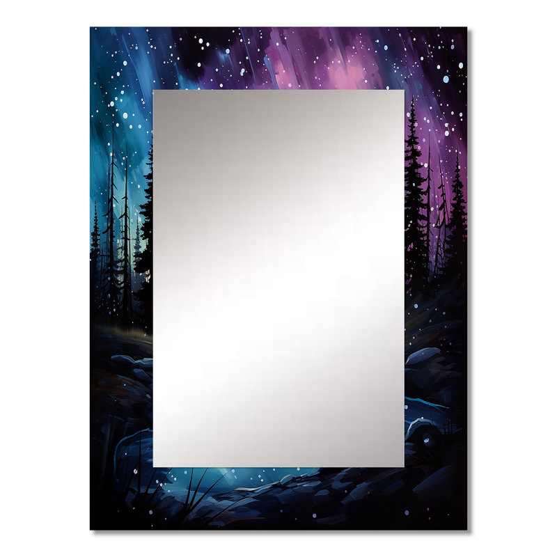 Aurora Borealis Dancing Lights VI - miroir décoratif Aurora Borealis, miroir mural traditionnel, impression sur métal