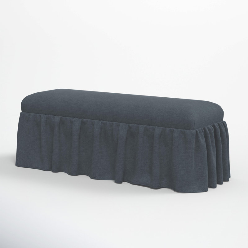 Nia Ruffle Dining Bench, Classic Navy Linen