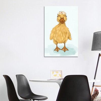 Floral Crown Baby Duck 1 Piece Wrapped Canvas Wall Art