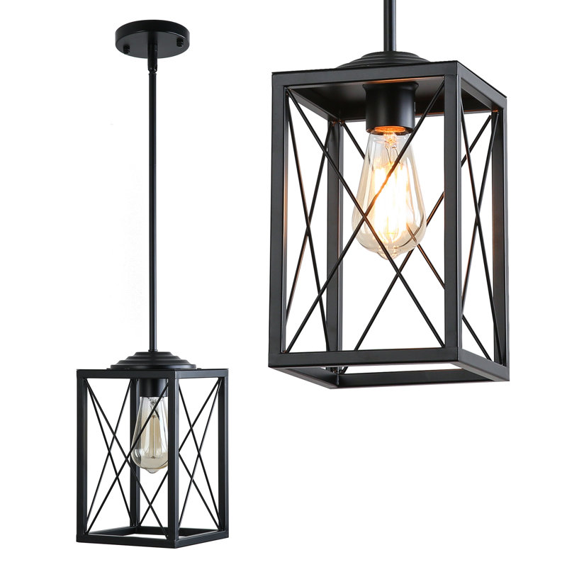 1-Light Dimmable Lantern Pendant Light, Black