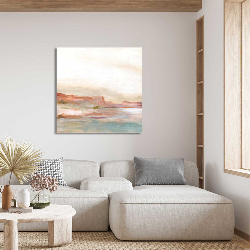 «Twilight Desert Mirage» par Carol Robinson - Peinture, L 18 po x H 18 po, Toile tendue