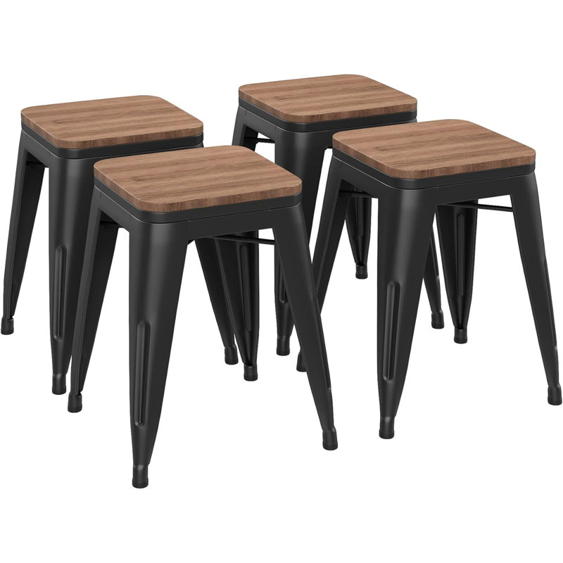 Avikrit Counter Stool with Steel Frame, Black