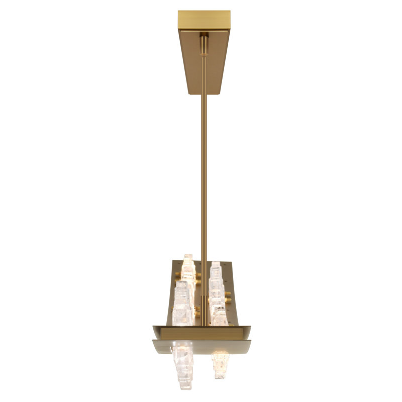 Lustre à DEL intégré en laiton 70 po avec verre fabriqué à la main Arcus, Laiton