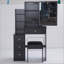 Petite table de coiffeuse avec tabouret de chevet gauche + tabouret rembourré, très grand miroir coulissant, multi-couches, commode de rangement haute capacité, convient aux petits espaces, certificat EPA, GCC, UL-779546610