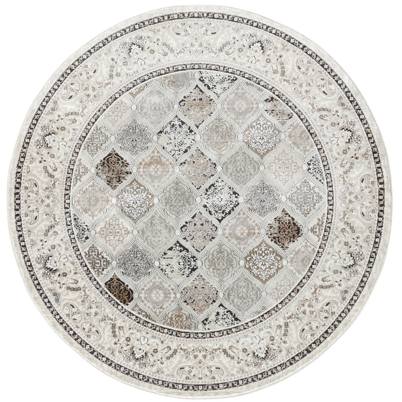 Shonique Cotton Abstract Indoor Rug, Round 5'3"