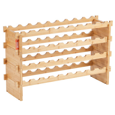 36 Bottle Stackable Modular Wine Rack Bamboo Wood Display Shelf 4-Tier by Rebrilliant