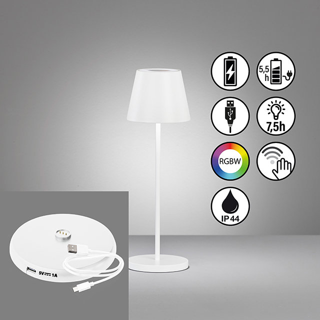 Adaidh Metal USB Battery -operated Table Lamp Lamp, White