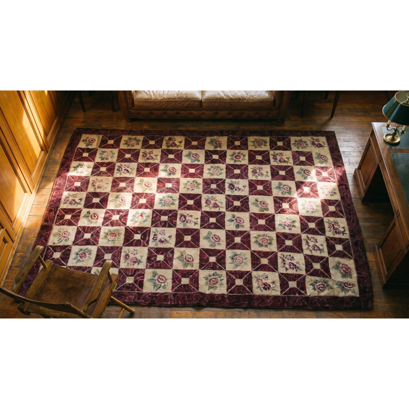 1920s Wool Hooked Antique Allover Geometric American Ivory Beige Cream White Rug