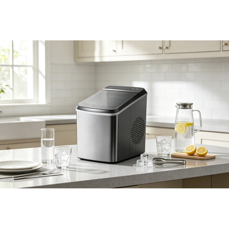 45 lbs/24H Countertop Cube Ice Maker, Portable Ice Machine with 24 Ice Cubes per Cycle for Home, Kitchen & Office