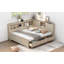 Lit de jour double en bois avec tablettes de rangement et 3 tiroirs-383203825