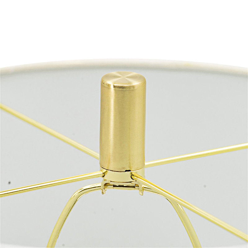 Elegant Marble Table Lamp With Brass Frame And White Fabric Shade