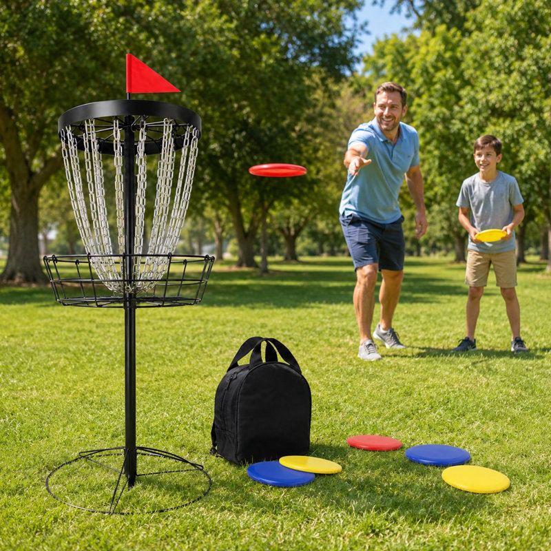 Panier de golf portatif à disque, 24 chaînes, 6 disques et sac de transport