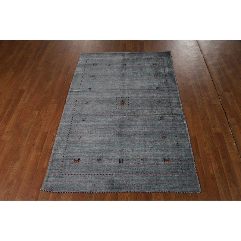 Striped Wool Gabbeh Indian Rug 4x6