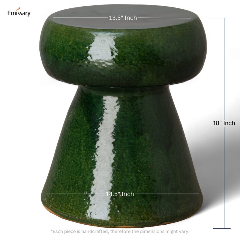 Green Ceramic Indoor/Outdoor Accent Stool