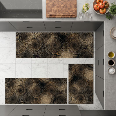Swirling Circles Non-Slip Washable Kitchen Mats