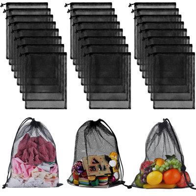 13"X15.5" 24Pcs Mesh Laundry Drawstring Bag Nylon Drawstring Gym Bag With Cord Lock Closure